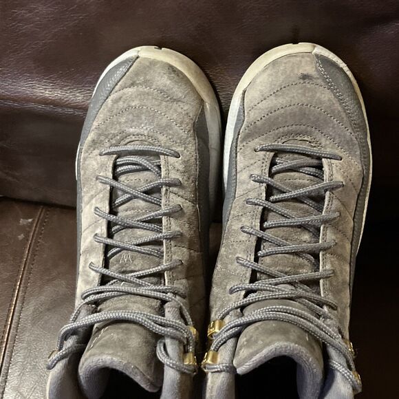 NIKE Air Jordan 12 Retro Sneakers Dark Grey Triple Grey Gold Size 7Y Youth Size - Picture 5 of 9